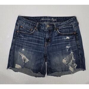 Vintage Y2K American Eagle Distressed Denim Shorts Size 4 100% Cotton